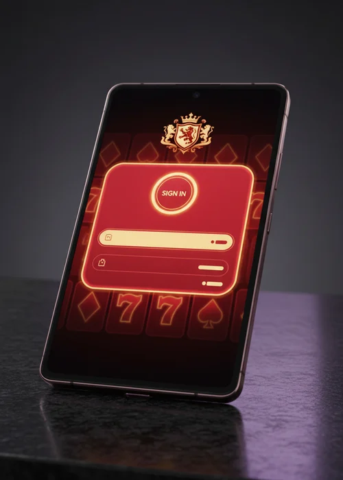 Screenshot of the Kingshill Casino login page showcasing secure access for players to their gaming account.